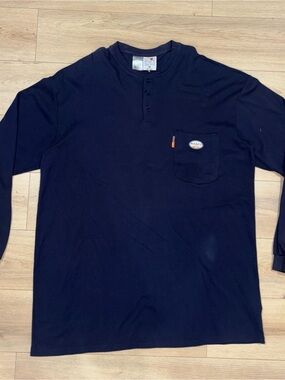 Rasco FR Flame Resistant Henley Navy Long Sleeve CAT2/NFPA2112 Men’s Size 4XL
